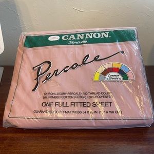 Vintage Cannon Monticello Percale 50-50 Fitted Sheet Dusty Pink.